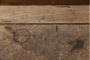 和製アンティーク　総ケヤキ材・玉杢　凝った脚のデザインがおしゃれな座卓(ローテーブル、センターテーブル)(R-051784)