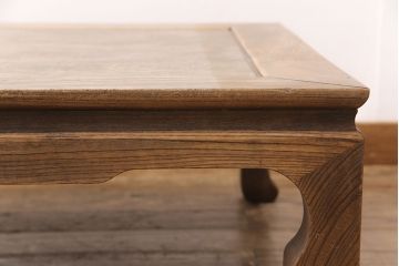 和製アンティーク　総ケヤキ材・玉杢　凝った脚のデザインがおしゃれな座卓(ローテーブル、センターテーブル)(R-051784)