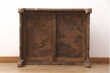 和製アンティーク　総ケヤキ材・玉杢　凝った脚のデザインがおしゃれな座卓(ローテーブル、センターテーブル)(R-051784)