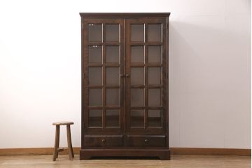 中古　美品　北海道民芸家具　和洋折衷どちらのお部屋にも馴染むブックケース(本箱、収納棚、キャビネット、飾り棚)(R-051785)