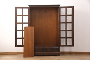 中古　美品　北海道民芸家具　和洋折衷どちらのお部屋にも馴染むブックケース(本箱、収納棚、キャビネット、飾り棚)(R-051785)