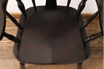 中古　美品　北海道民芸家具　HM661  クラシカルな佇まいのオックスボーアームチェア(オックスボウ、ダイニングチェア、椅子)(R-051795)