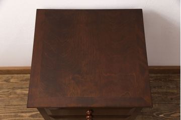 中古　美品　松本民芸家具　立体的なデザインが目を引くT型脇棚(サイドチェスト)(定価約13万8千円)(R-051797)