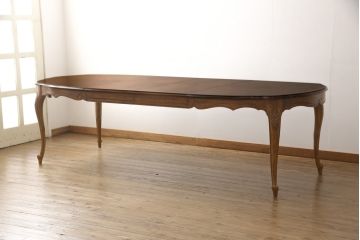 中古　DREXEL HERITAGE(ドレクセルヘリテイジ)　アメリカ輸入モデル　格調高いデザインが魅力的なニレ材製エクステンションテーブル(拡張式テーブル、ダイニングテーブル)(R-051812)
