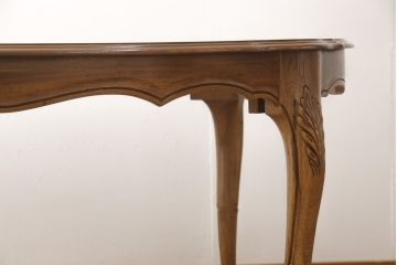 中古　DREXEL HERITAGE(ドレクセルヘリテイジ)　アメリカ輸入モデル　格調高いデザインが魅力的なニレ材製エクステンションテーブル(拡張式テーブル、ダイニングテーブル)(R-051812)