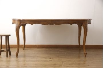 中古　DREXEL HERITAGE(ドレクセルヘリテイジ)　アメリカ輸入モデル　格調高いデザインが魅力的なニレ材製エクステンションテーブル(拡張式テーブル、ダイニングテーブル)(R-051812)