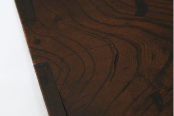 和製アンティーク　極上　三方ケヤキ材　印象的な丸い金具と、ケヤキの杢目が互いに引き立て合う上手二本松帳場箪笥(収納箪笥、引き出し、サイドキャビネット、戸棚)(R-051814)