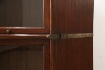 希少　マホガニー材　激レア!扉を収納して、オープンラックにもなる2wayコーナースタッキングブックケース(本棚、本箱、コーナーキャビネット、収納棚、戸棚)(R-051819)