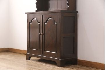 中古　美品　松本民芸家具　#36型皿棚　深い色合いと独特の木目が美しい食器棚(収納棚、カップボード)(定価約40万円)(R-051822)