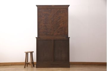 中古　美品　松本民芸家具　#36型皿棚　深い色合いと独特の木目が美しい食器棚(収納棚、カップボード)(定価約40万円)(R-051822)