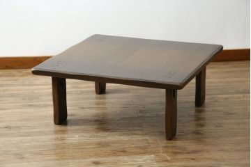 ビンテージ　美品　神戸洋家具　永田良介商店　特注品　民芸風　シンプルなデザインがお部屋に取り入れやすいナラ材製ローテーブル(座卓、センターテーブル、ヴィンテージ)(R-051825)