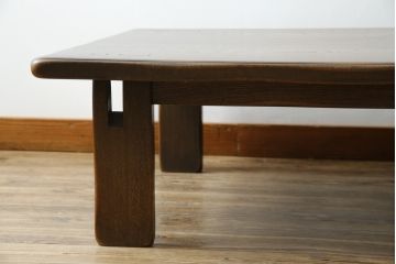 ビンテージ　美品　神戸洋家具　永田良介商店　特注品　民芸風　シンプルなデザインがお部屋に取り入れやすいナラ材製ローテーブル(座卓、センターテーブル、ヴィンテージ)(R-051825)