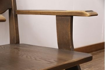 ビンテージ　美品　神戸洋家具　永田良介商店　特注品　民芸風　ナラ材　木の温もりを感じるアームチェア(1人掛け、椅子、ヴィンテージ)(R-051826)