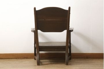 ビンテージ　美品　神戸洋家具　永田良介商店　特注品　民芸風　ナラ材　木の温もりを感じるアームチェア(1人掛け、椅子、ヴィンテージ)(R-051827)