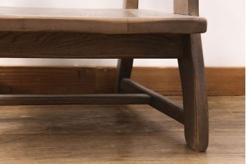 ビンテージ　美品　神戸洋家具　永田良介商店　特注品　民芸風　ナラ材　木の温もりを感じるアームチェア(1人掛け、椅子、ヴィンテージ)(R-051828)