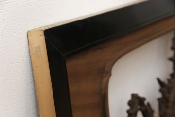 アンティーク建具　楠木(クスノキ)材　梅の木と笹の彫刻がお見事!!　和の風情を高める彫刻欄間(明かり取り、明り取り)(R-051831)