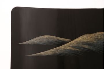 中古　美品　香川漆器　繊細な色づかいに目を奪われる総漆塗りの衝立(定価約100万円)(つい立て、パーテーション、仕切り)(R-051837)