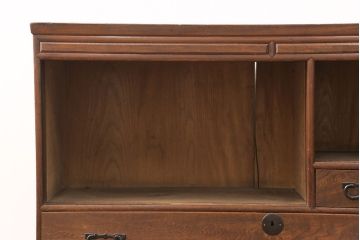 和製アンティーク　前面ケヤキ材　ガラスを入れて丸窓にリメイク!　レトロなデザインが可愛らしい収納戸棚(テレビボード、テレビ台、サイドボード、ローボード)(R-051838)