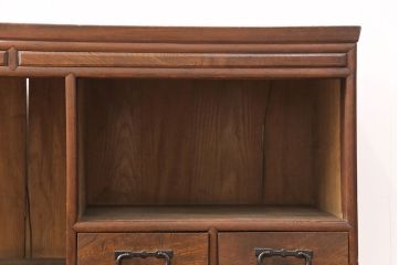 和製アンティーク　前面ケヤキ材　ガラスを入れて丸窓にリメイク!　レトロなデザインが可愛らしい収納戸棚(テレビボード、テレビ台、サイドボード、ローボード)(R-051838)