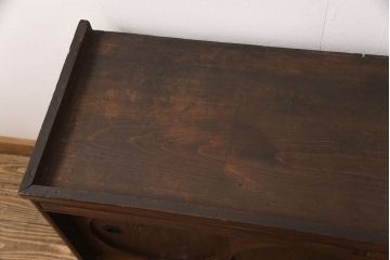 和製アンティーク　前面ケヤキ材　ガラスを入れて丸窓にリメイク!　レトロなデザインが可愛らしい収納戸棚(テレビボード、テレビ台、サイドボード、ローボード)(R-051838)