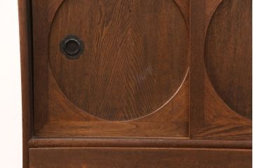 和製アンティーク　前面ケヤキ材　ガラスを入れて丸窓にリメイク!　レトロなデザインが可愛らしい収納戸棚(テレビボード、テレビ台、サイドボード、ローボード)(R-051838)