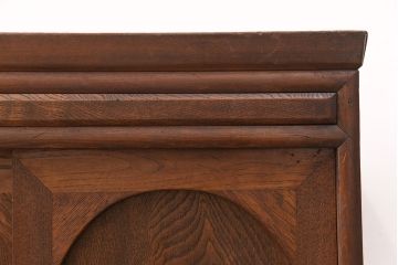 和製アンティーク　前面ケヤキ材　ガラスを入れて丸窓にリメイク!　レトロなデザインが可愛らしい収納戸棚(テレビボード、テレビ台、サイドボード、ローボード)(R-051838)