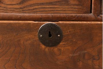 和製アンティーク　前面ケヤキ材　ガラスを入れて丸窓にリメイク!　レトロなデザインが可愛らしい収納戸棚(テレビボード、テレビ台、サイドボード、ローボード)(R-051838)