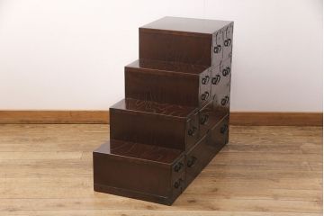 中古　美品　青木産業製　上質な和の雰囲気香る階段箪笥(江戸整理タンス、収納箪笥、和タンス)(定価約25万円)(R-051839)
