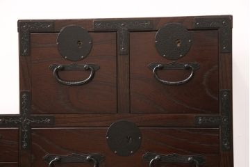 中古　美品　青木産業製　上質な和の雰囲気香る階段箪笥(江戸整理タンス、収納箪笥、和タンス)(定価約25万円)(R-051839)