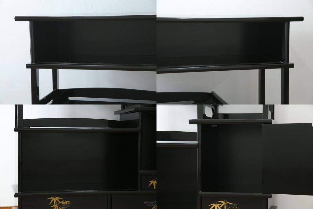 中古　美品　輪島塗り　雅やかな佇まいが上質な雰囲気を漂わせる飾り棚(茶棚、収納棚、戸棚)(R-051840)