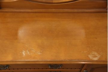 中古　横浜クラシック家具　ダニエル(Daniel)　ラウンド型の鏡が印象的なドレッサー&スツールセット(鏡台、サイドチェスト、チェア)(定価約74万円)(R-051843)
