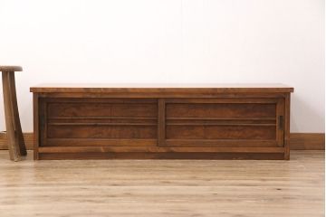 ラフジュ工房オリジナル　古建具リメイク　明るい木色がレトロな印象を高めるローボード(テレビ台、テレビボード、収納棚、リビング収納)(R-051852)