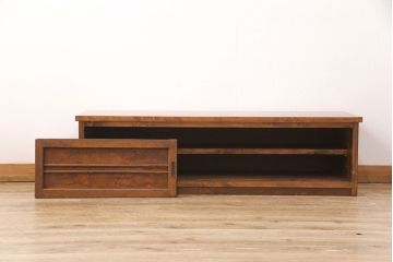 ラフジュ工房オリジナル　古建具リメイク　明るい木色がレトロな印象を高めるローボード(テレビ台、テレビボード、収納棚、リビング収納)(R-051852)