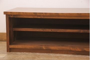ラフジュ工房オリジナル　古建具リメイク　明るい木色がレトロな印象を高めるローボード(テレビ台、テレビボード、収納棚、リビング収納)(R-051852)