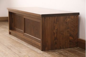 ラフジュ工房オリジナル　古建具リメイク　落ち着きのある和の雰囲気漂うテレビ台(ローボード、テレビボード、収納棚、戸棚)(R-051853)