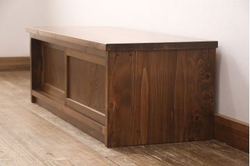 ラフジュ工房オリジナル　古建具リメイク　落ち着きのある和を演出するテレビ台(ローボード、テレビボード、収納棚、リビング収納)(R-051854)