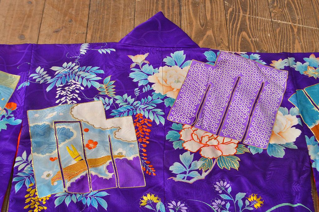 アンティーク着物　刺繍打掛(正絹、古布)(R-051871)