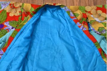 アンティーク着物　フルーツ柄錦紗縮緬　刺繍打掛(正絹、古布)(R-051872)