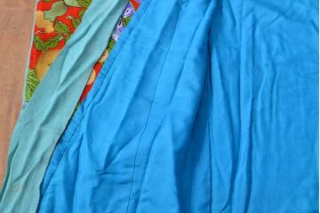 アンティーク着物　フルーツ柄錦紗縮緬　刺繍打掛(正絹、古布)(R-051872)