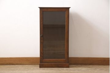 アンティーク家具　三方栗材　レトロスタイルやナチュラルスタイルにおすすめの卓上ガラスケース(飾り棚、収納棚、コレクションケース、陳列棚、店舗什器)(R-051879)