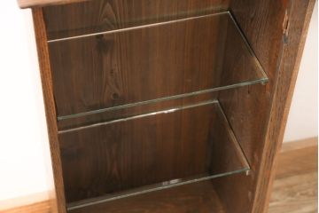 アンティーク家具　三方栗材　レトロスタイルやナチュラルスタイルにおすすめの卓上ガラスケース(飾り棚、収納棚、コレクションケース、陳列棚、店舗什器)(R-051879)