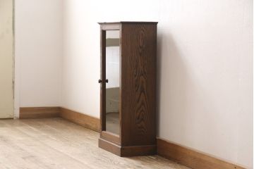 アンティーク家具　三方栗材　レトロスタイルやナチュラルスタイルにおすすめの卓上ガラスケース(飾り棚、収納棚、コレクションケース、陳列棚、店舗什器)(R-051879)