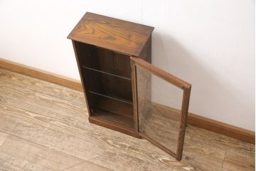 アンティーク家具　三方栗材　レトロスタイルやナチュラルスタイルにおすすめの卓上ガラスケース(飾り棚、収納棚、コレクションケース、陳列棚、店舗什器)(R-051879)