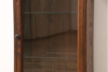 アンティーク家具　三方栗材　レトロスタイルやナチュラルスタイルにおすすめの卓上ガラスケース(飾り棚、収納棚、コレクションケース、陳列棚、店舗什器)(R-051879)