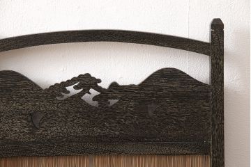 和製アンティーク　蝶や花の透かし彫りが可愛らしい四連衝立(パーテーション、つい立て)(R-051884)