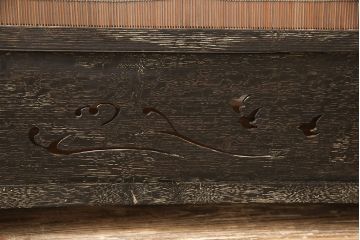 和製アンティーク　蝶や花の透かし彫りが可愛らしい四連衝立(パーテーション、つい立て)(R-051884)