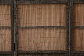 和製アンティーク　蝶や花の透かし彫りが可愛らしい四連衝立(パーテーション、つい立て)(R-051884)