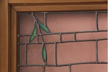 アンティーク建具　国産　ノスタルジックな雰囲気漂うステンドグラス入り両開きドア(玄関ドア、ガラス戸、ガラス扉)(R-051888)