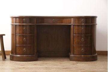 中古　DREXEL HERITAGE(ドレクセルヘリテイジ)　Cameo Classics(キャメオクラシックス)　高級感溢れるキドニーデスク(定価約170万円)(両袖デスク、机、在宅ワーク、在宅用ワークデスク)(R-051889)