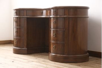 中古　DREXEL HERITAGE(ドレクセルヘリテイジ)　Cameo Classics(キャメオクラシックス)　高級感溢れるキドニーデスク(定価約170万円)(両袖デスク、机、在宅ワーク、在宅用ワークデスク)(R-051889)